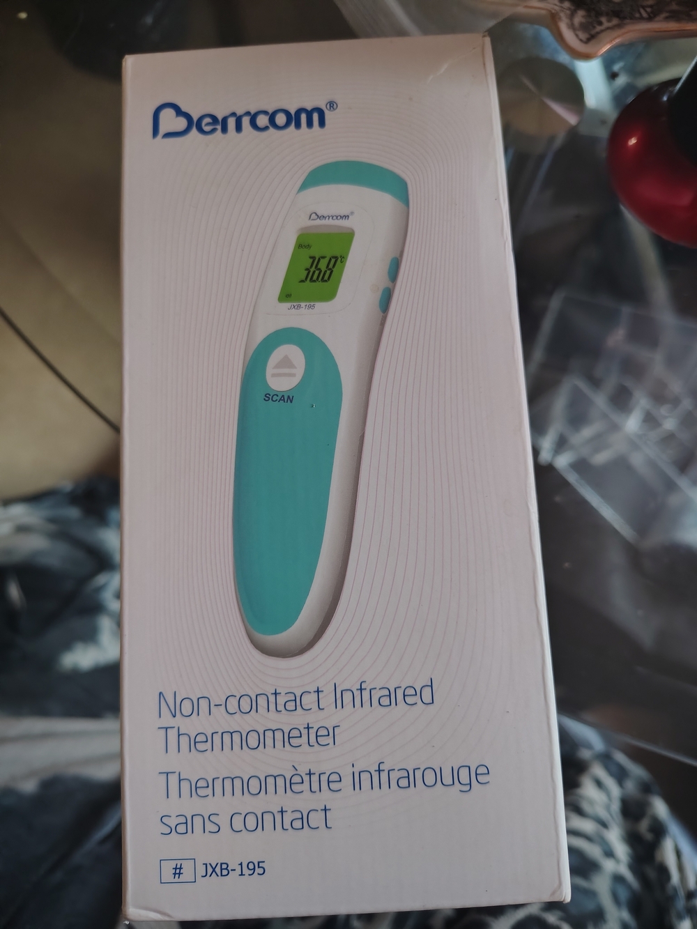 New Berrcom JXB-195 Non-Contact Infrared Forehead Thermometer + Batteries